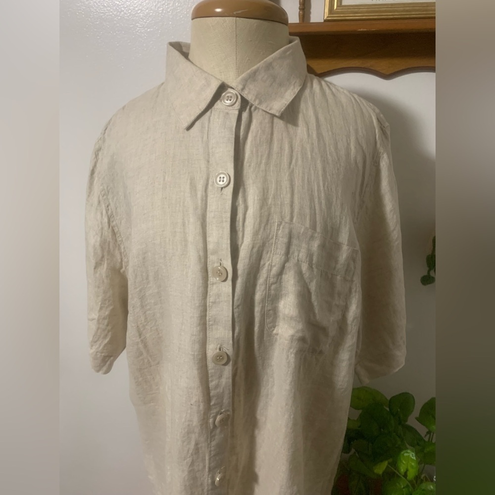 Coldwater Creek 100% Linen Camp Button Up Plus Shirt 1X - Picture 7 of 14